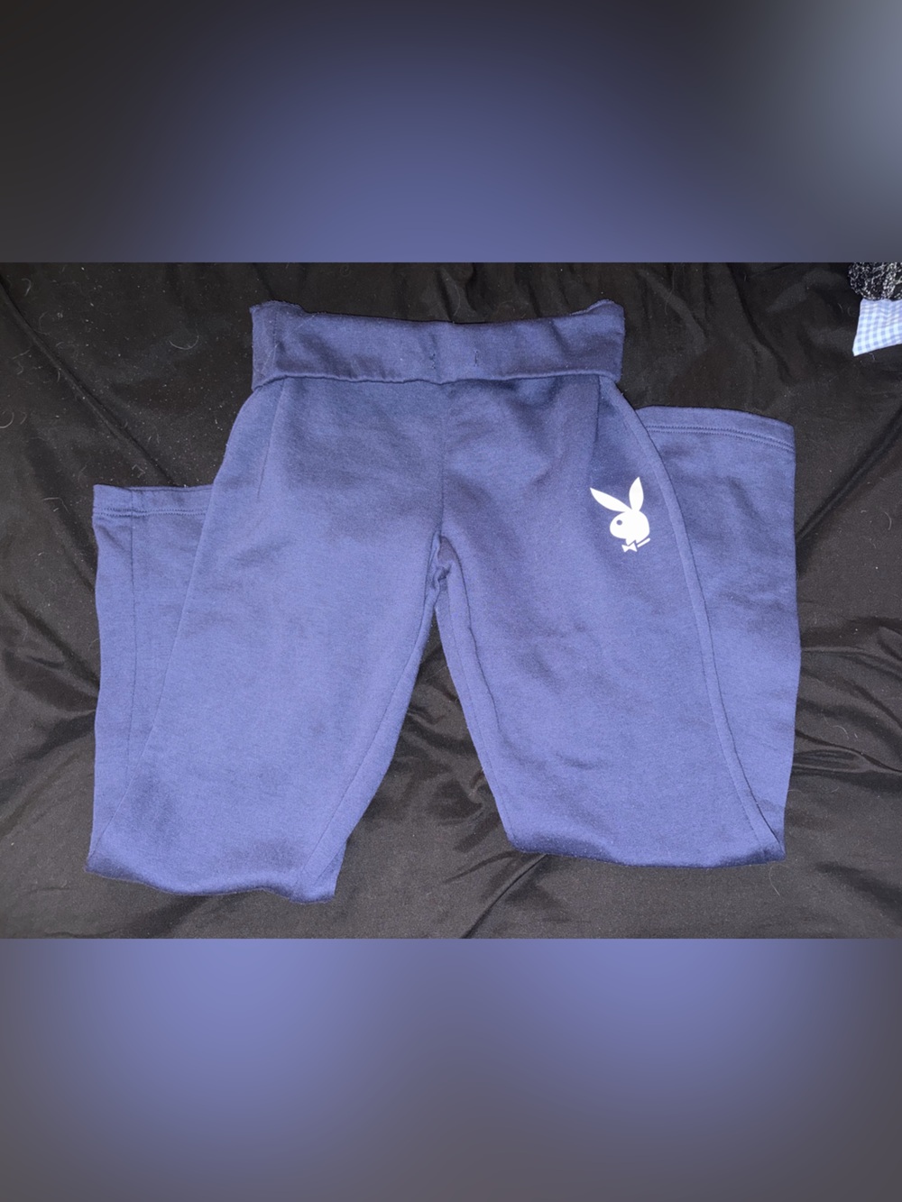 PLAYBOY Navy Blue Sweatpants with pink Bunny Logo